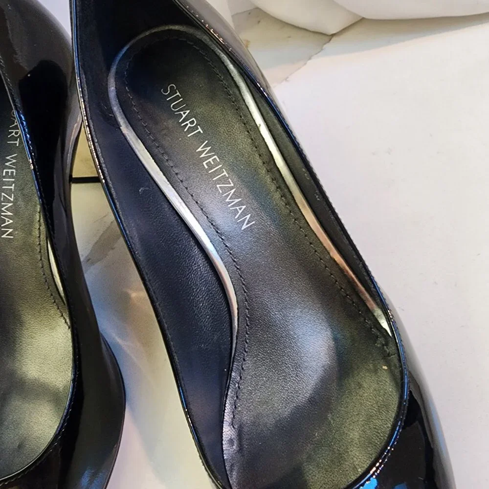 Stuart Weitzman Patent Leather W/Mirrored Clear Heel - Size 10 - Picture 5 of 10